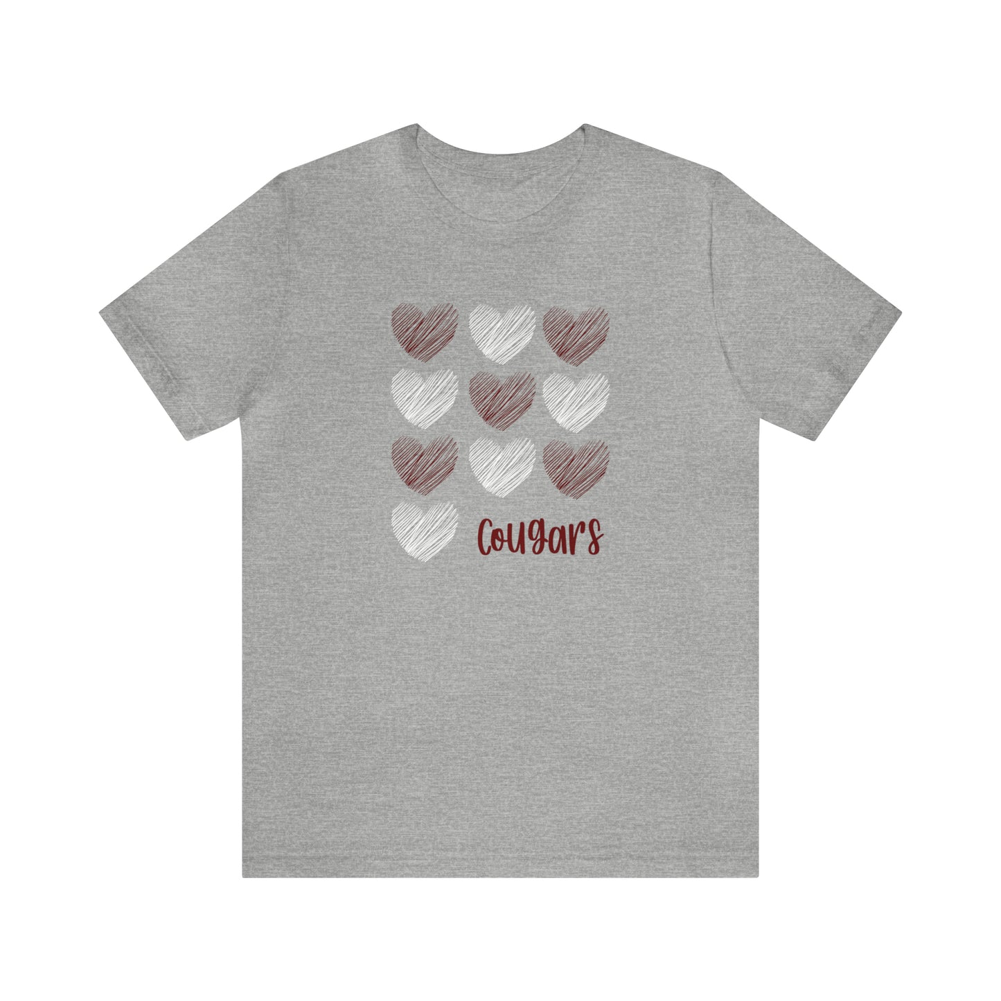 Cougars Hearts - Bella Canvas Short Sleeve Tee