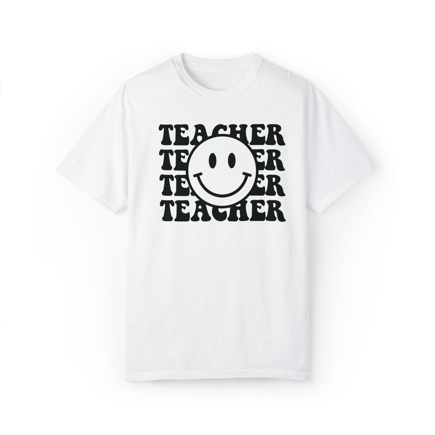 Teacher Smiley Black Ink - Comfort Colors Unisex Garment-Dyed T-shirt