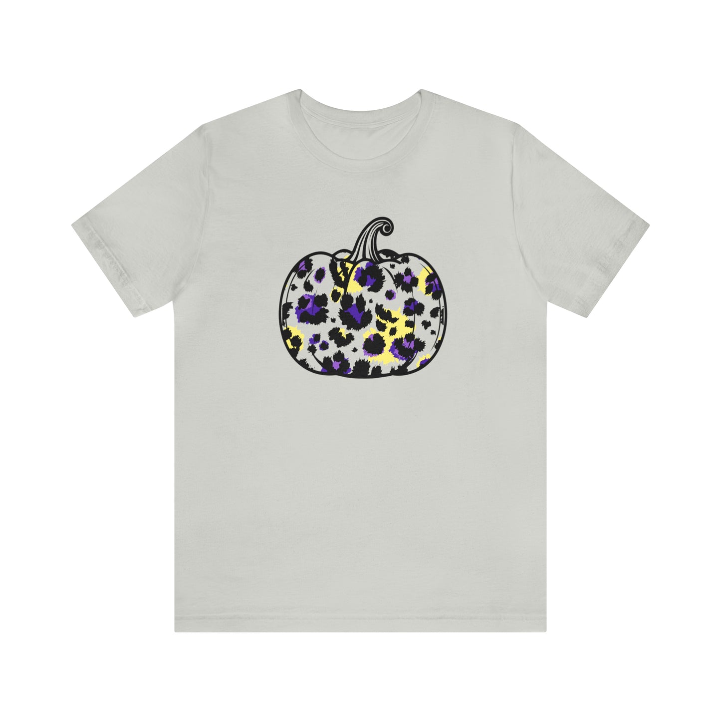 Purple and Gold Leopard Pumpkin - Bella Canvas Short Sleeve Tee
