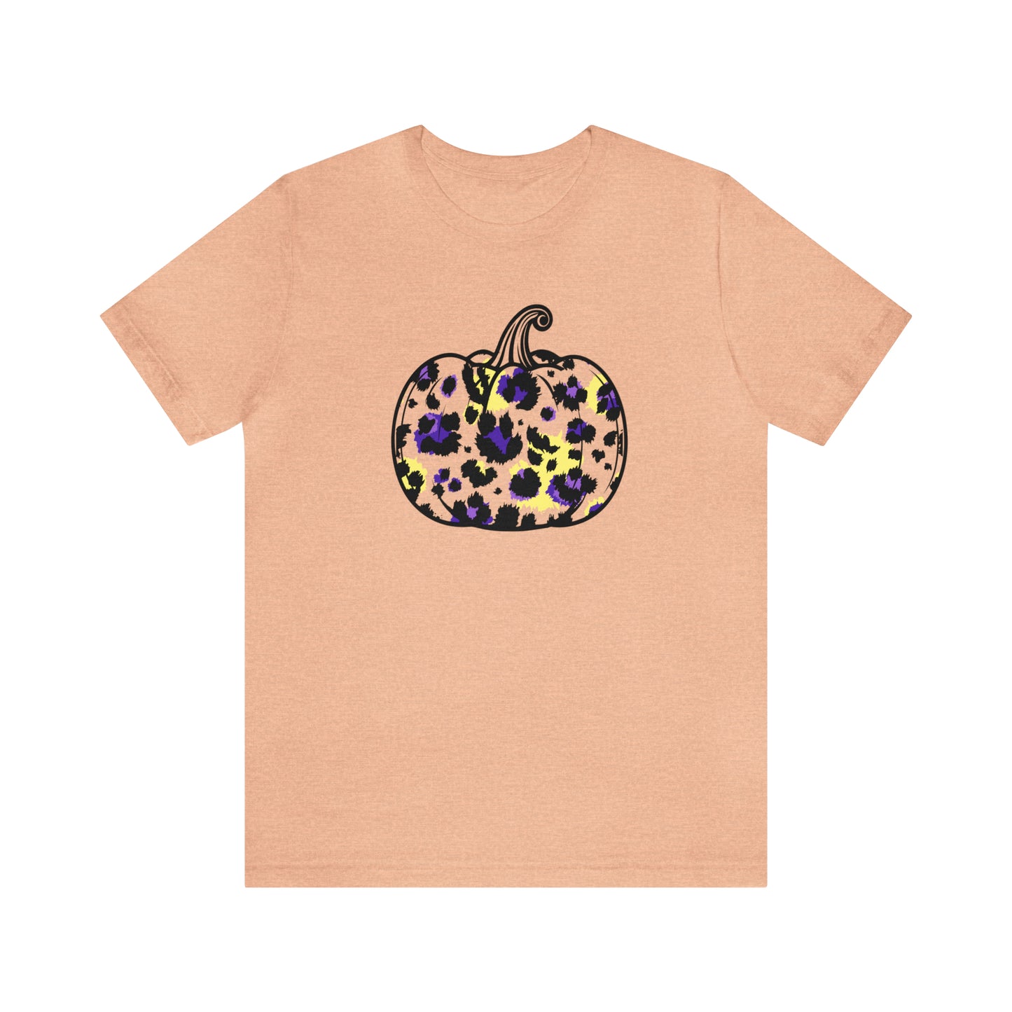 Purple and Gold Leopard Pumpkin - Bella Canvas Short Sleeve Tee