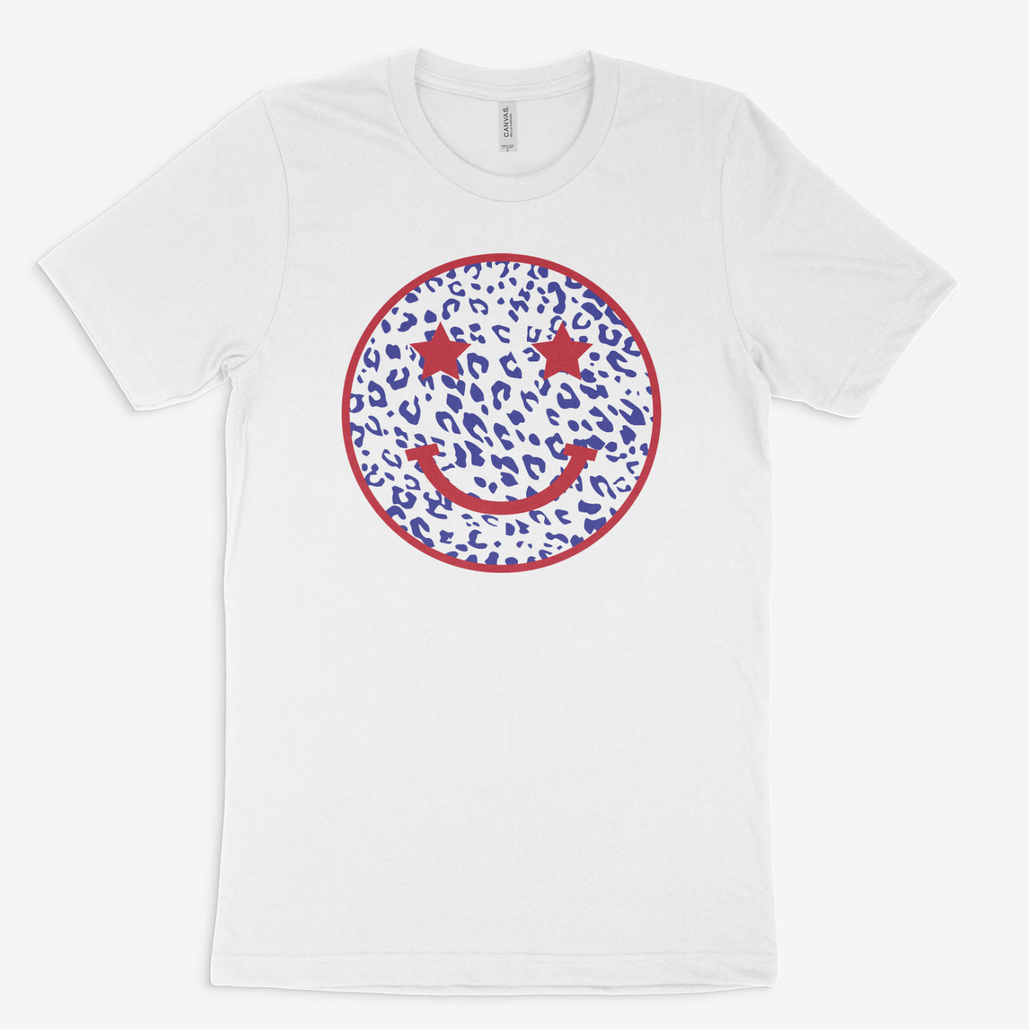 Patriotic Leopard Smiley Face - Bella & Canvas