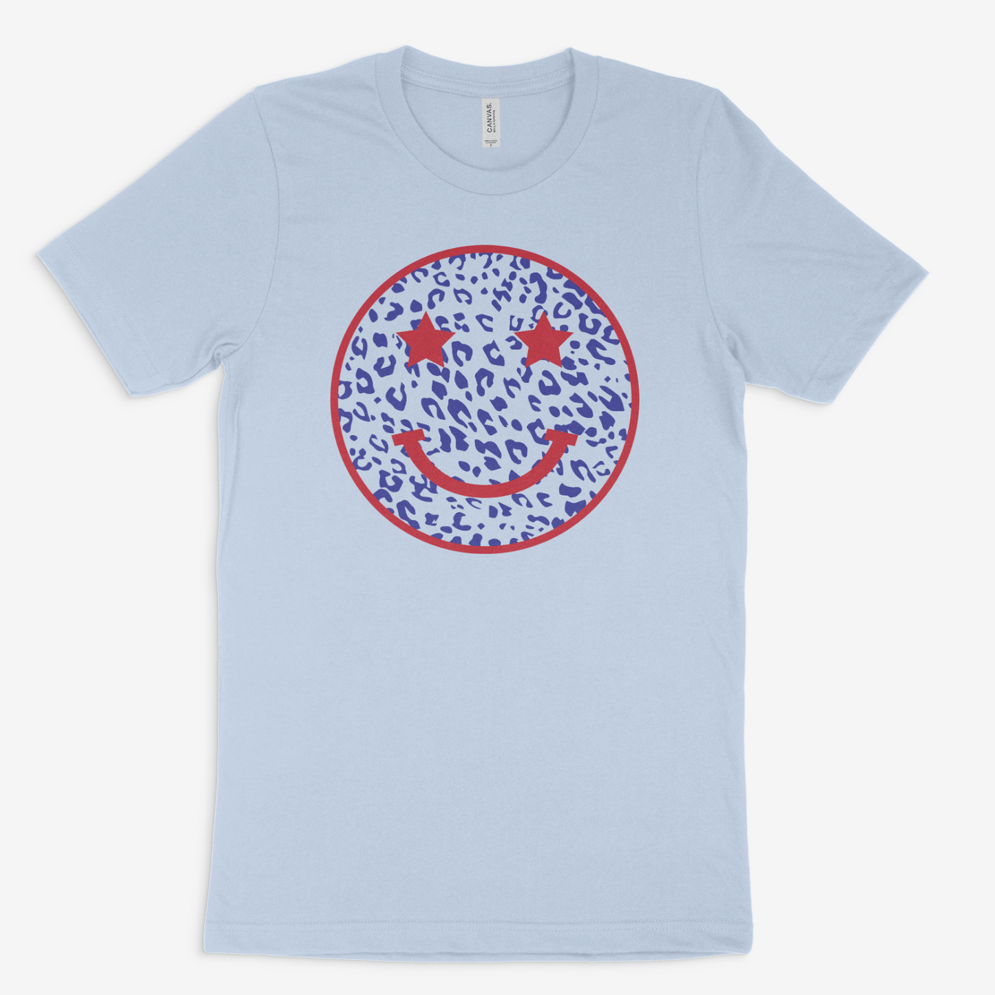 Patriotic Leopard Smiley Face - Bella & Canvas