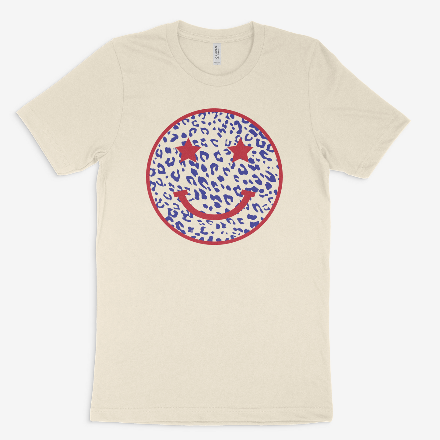 Patriotic Leopard Smiley Face - Bella & Canvas