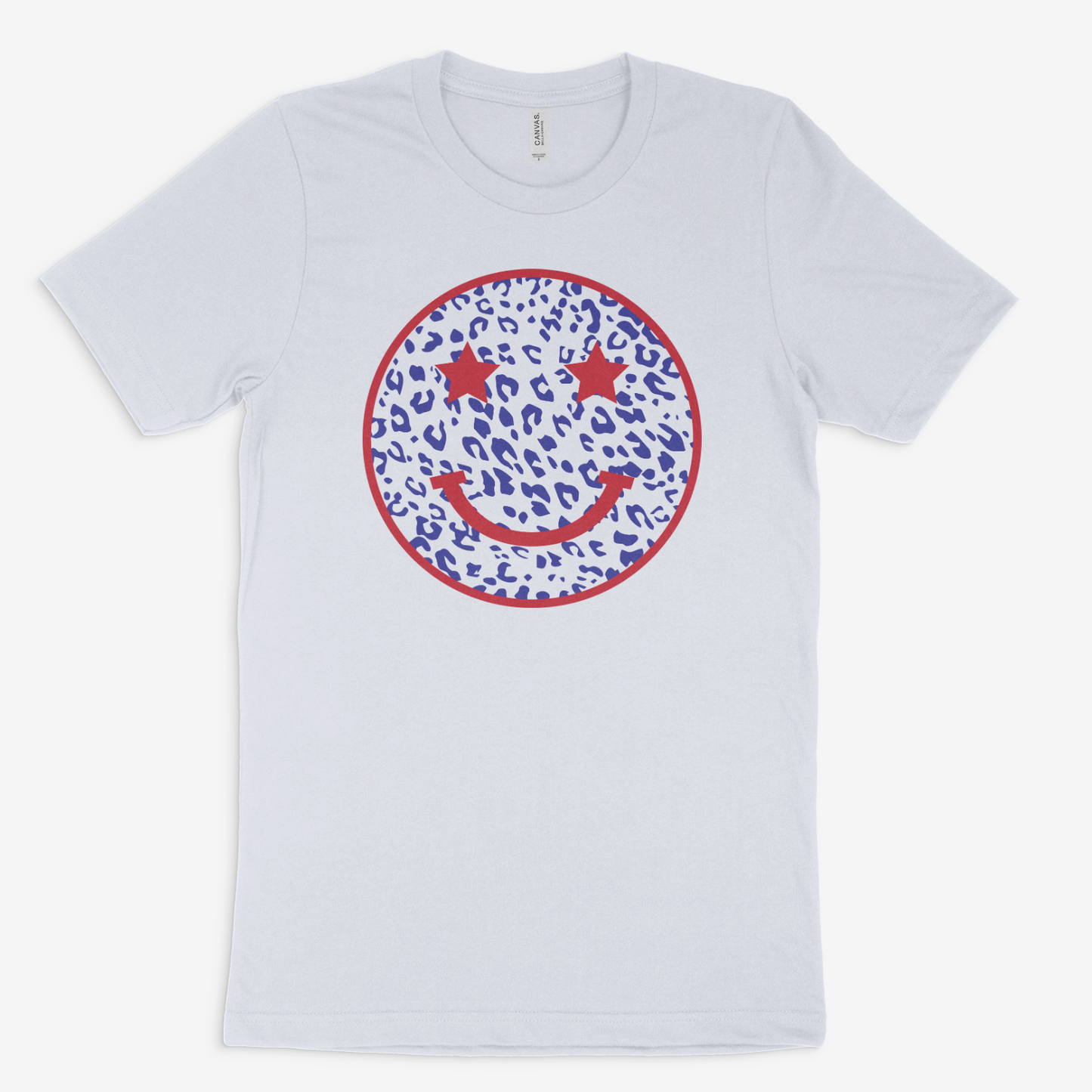 Patriotic Leopard Smiley Face - Bella & Canvas