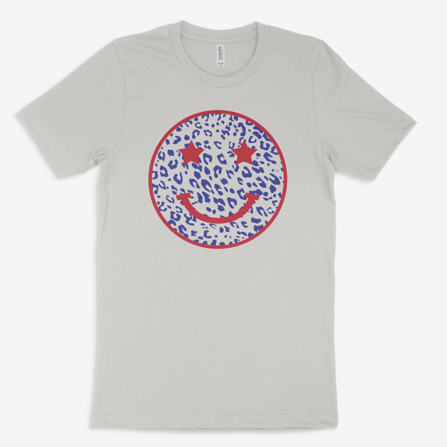Patriotic Leopard Smiley Face - Bella & Canvas