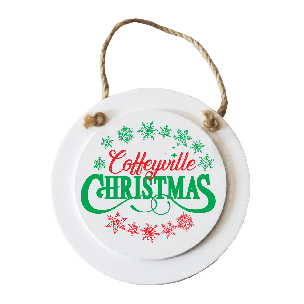 4.8" x4.8" Wooden Circle - Coffeyville Christmas