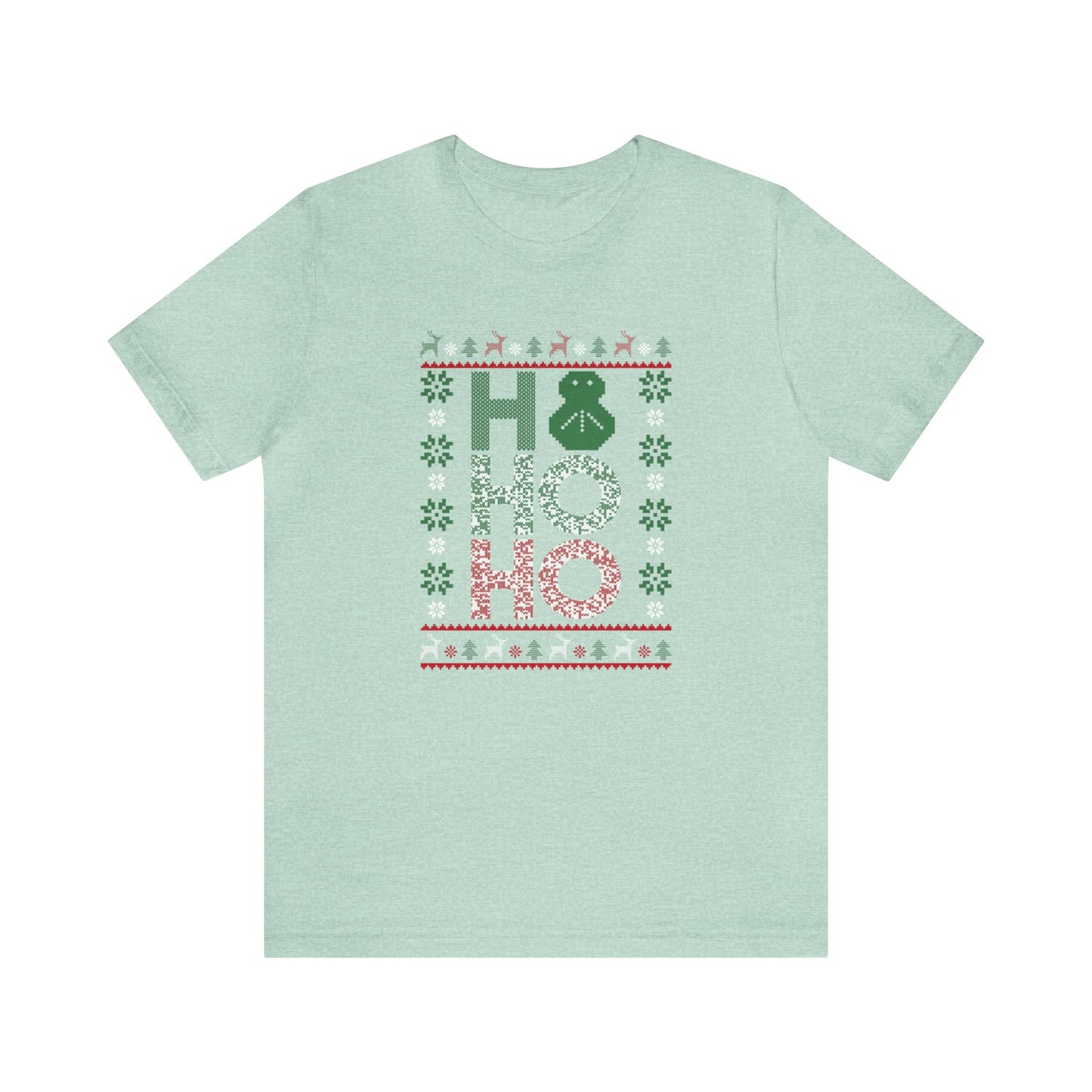 Ho Ho Ho Ugly Christmas Sweater - Bella + Canvas Unisex Jersey Short Sleeve Tee