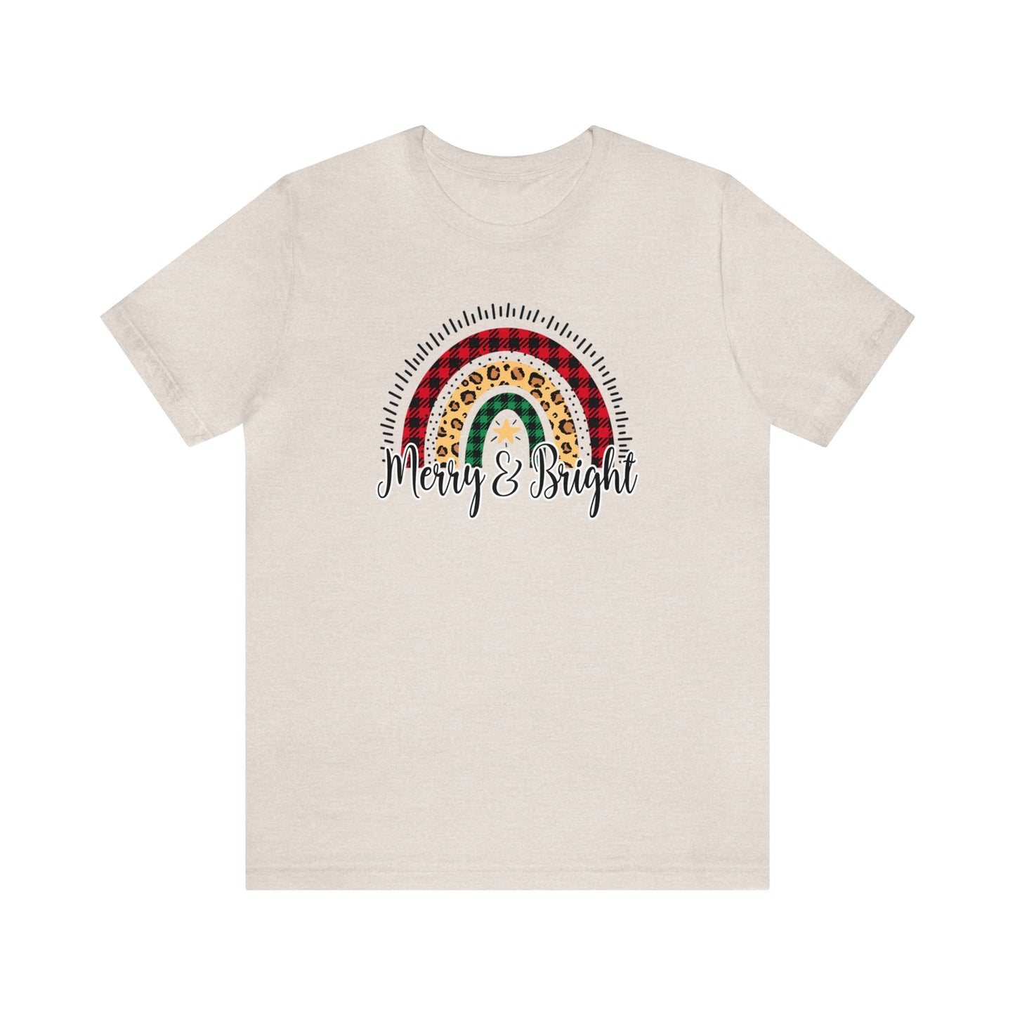 Merry and Bright Rainbow - Bella + Canvas Unisex Jersey Short Sleeve Tee