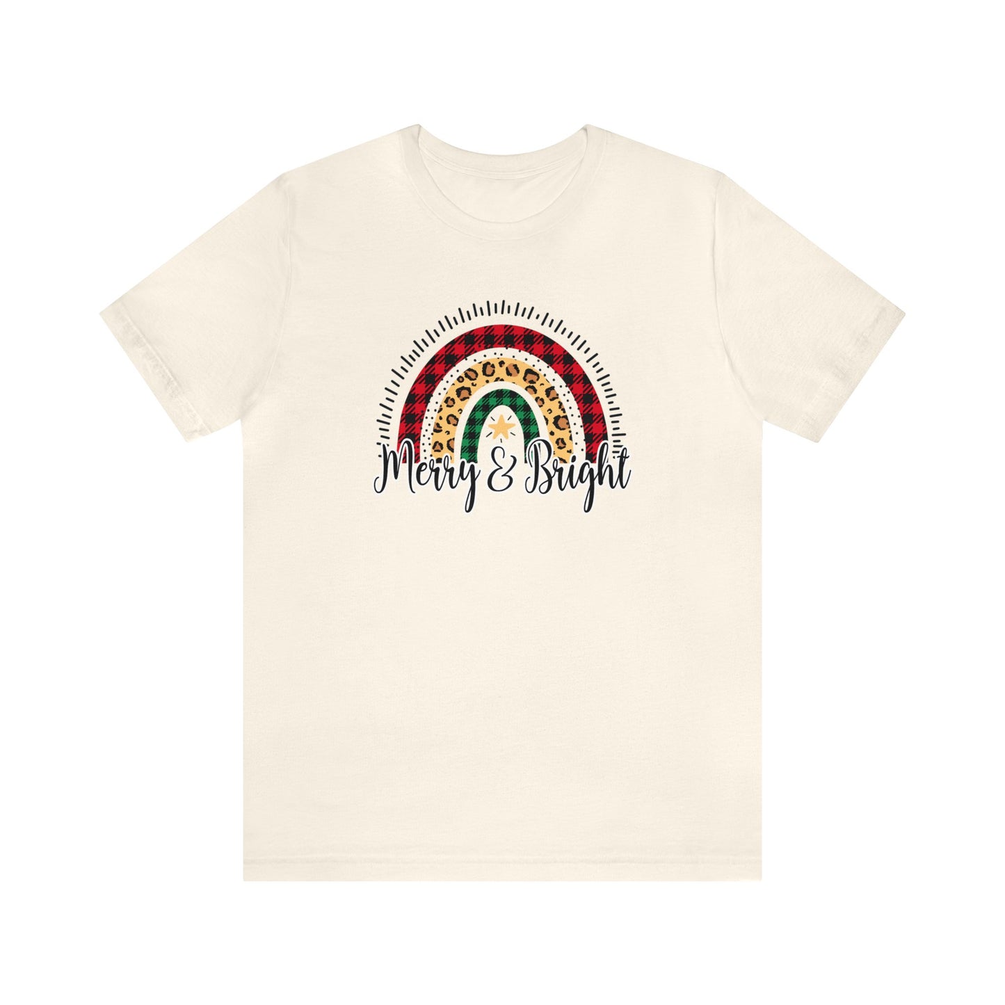 Merry and Bright Rainbow - Bella + Canvas Unisex Jersey Short Sleeve Tee