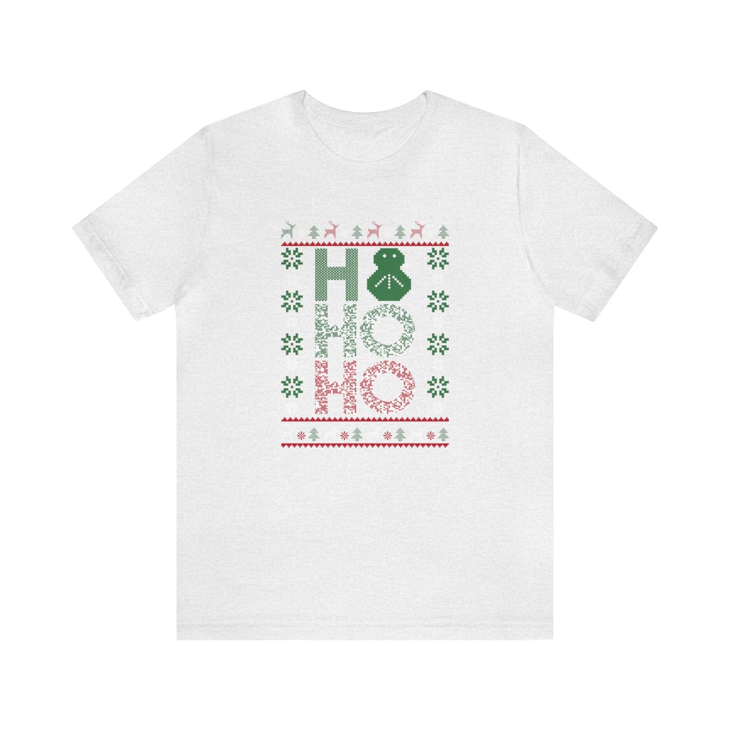 Ho Ho Ho Ugly Christmas Sweater - Bella + Canvas Unisex Jersey Short Sleeve Tee