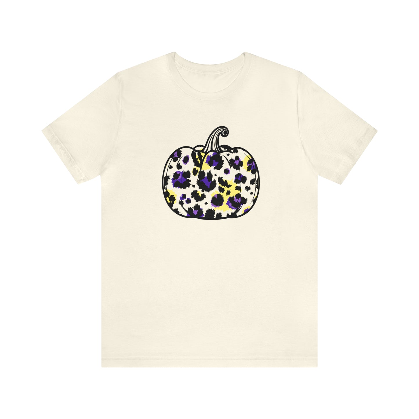 Purple and Gold Leopard Pumpkin - Bella Canvas Short Sleeve Tee