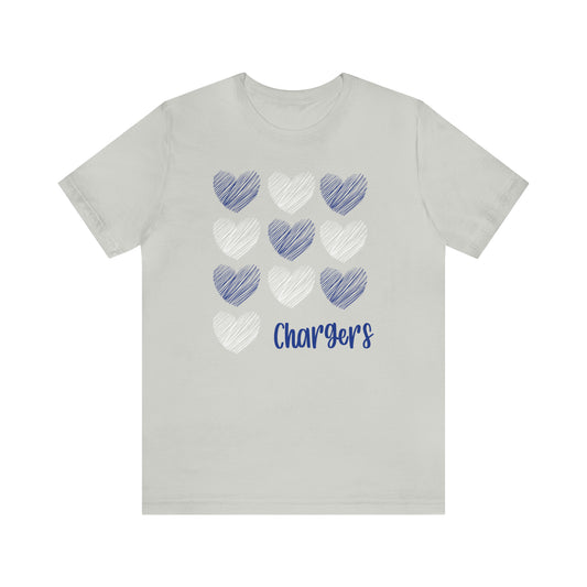 Chargers Hearts - Bella Canvas Short Sleeve Tee