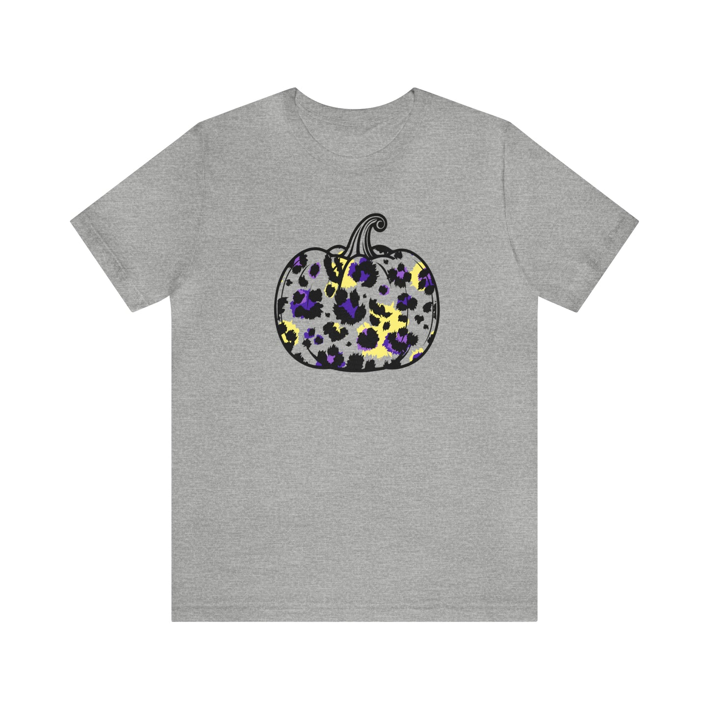 Purple and Gold Leopard Pumpkin - Bella Canvas Short Sleeve Tee