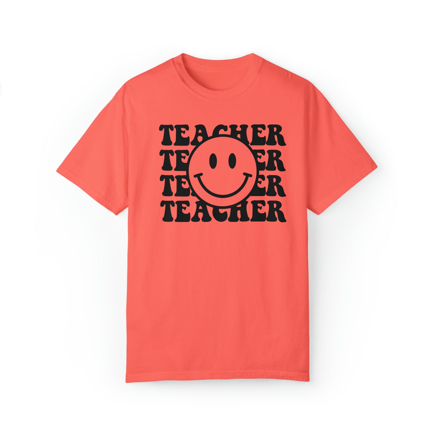 Teacher Smiley Black Ink - Comfort Colors Unisex Garment-Dyed T-shirt