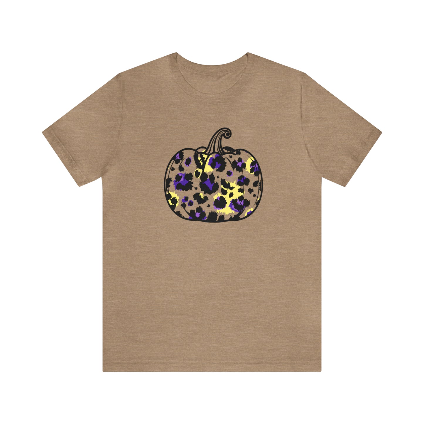 Purple and Gold Leopard Pumpkin - Bella Canvas Short Sleeve Tee