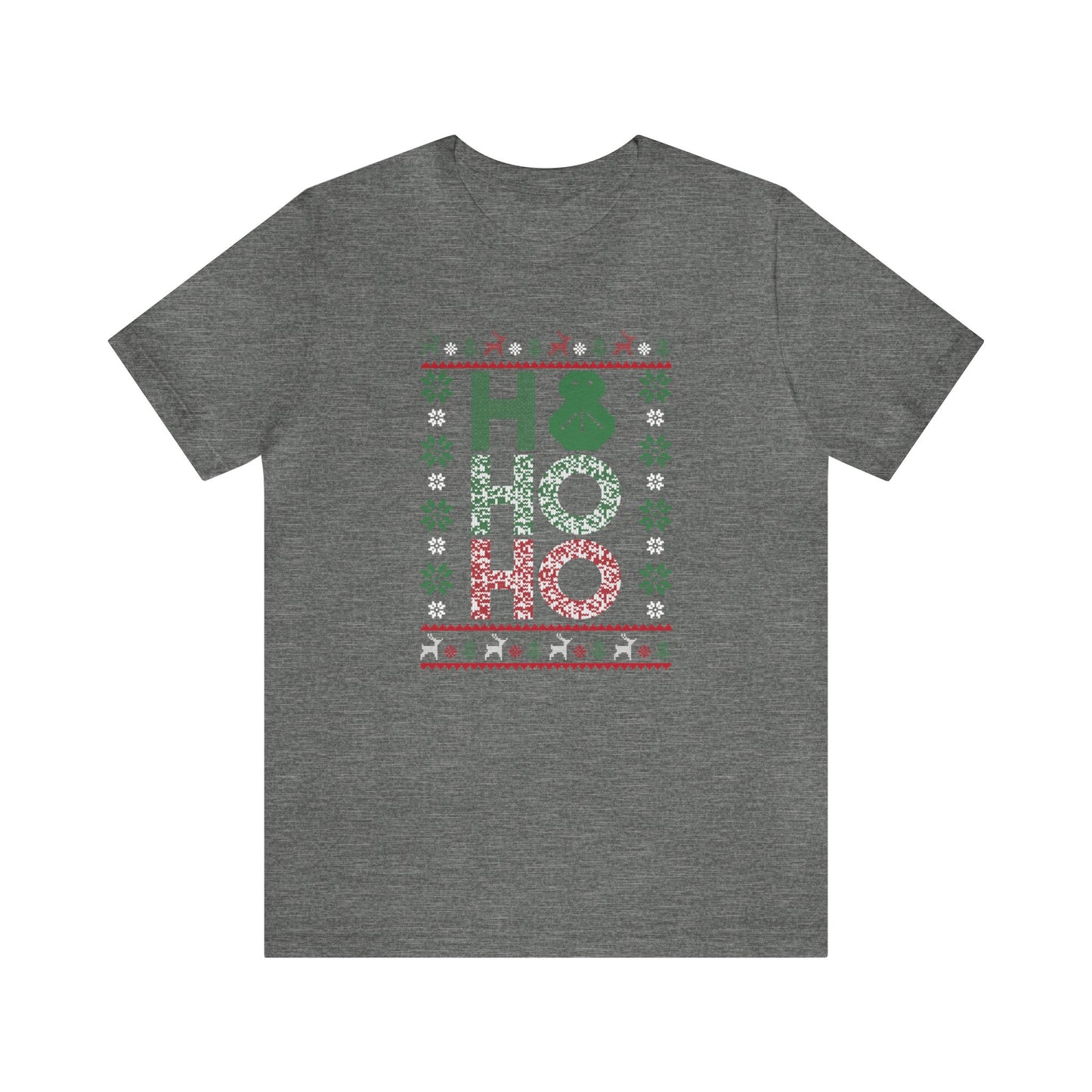 Ho Ho Ho Ugly Christmas Sweater - Bella + Canvas Unisex Jersey Short Sleeve Tee