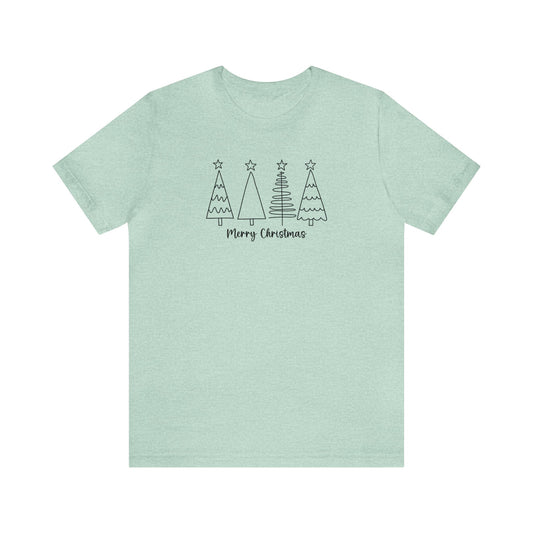 Merry Christmas Trees - Bella + Canvas Unisex Jersey Short Sleeve Tee