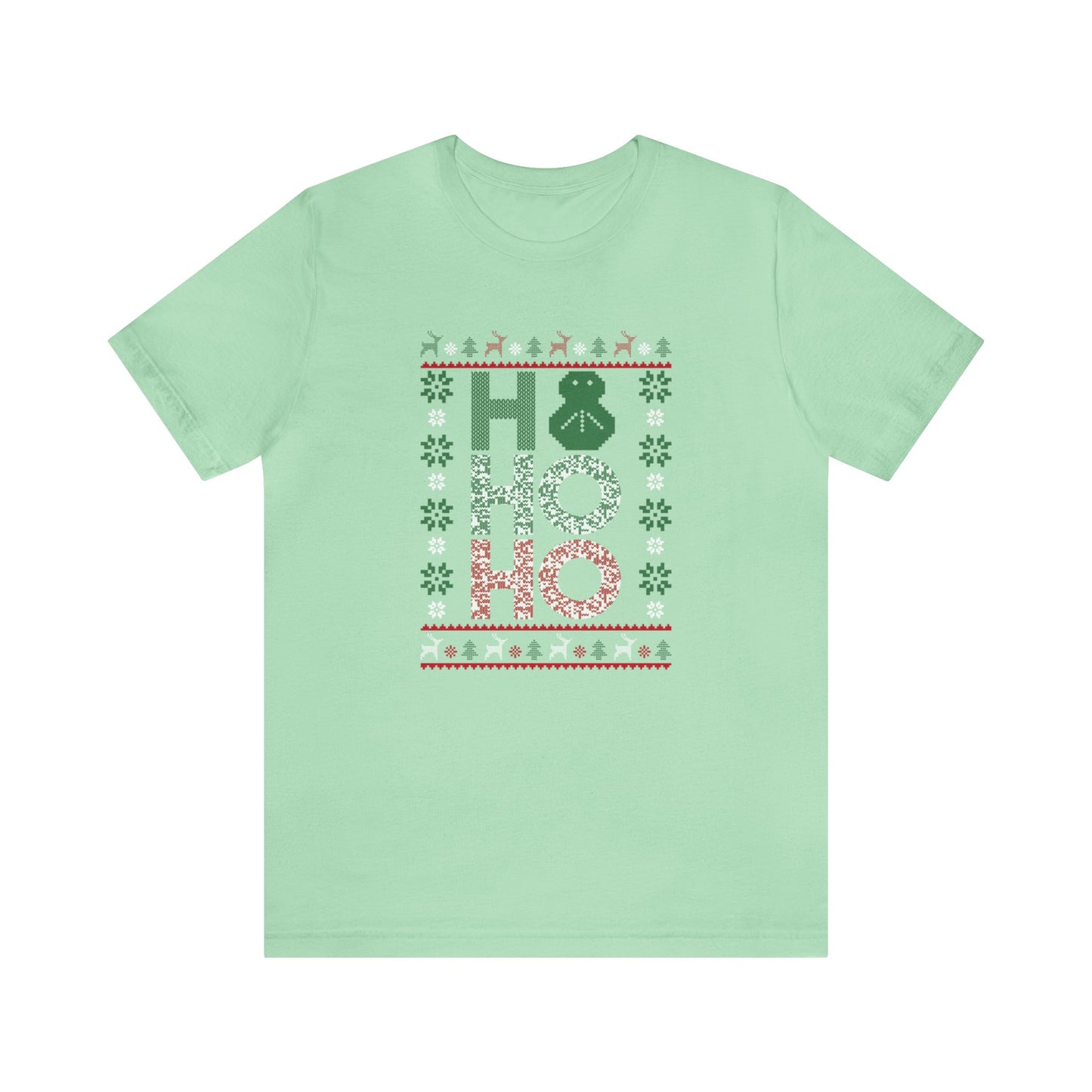 Ho Ho Ho Ugly Christmas Sweater - Bella + Canvas Unisex Jersey Short Sleeve Tee