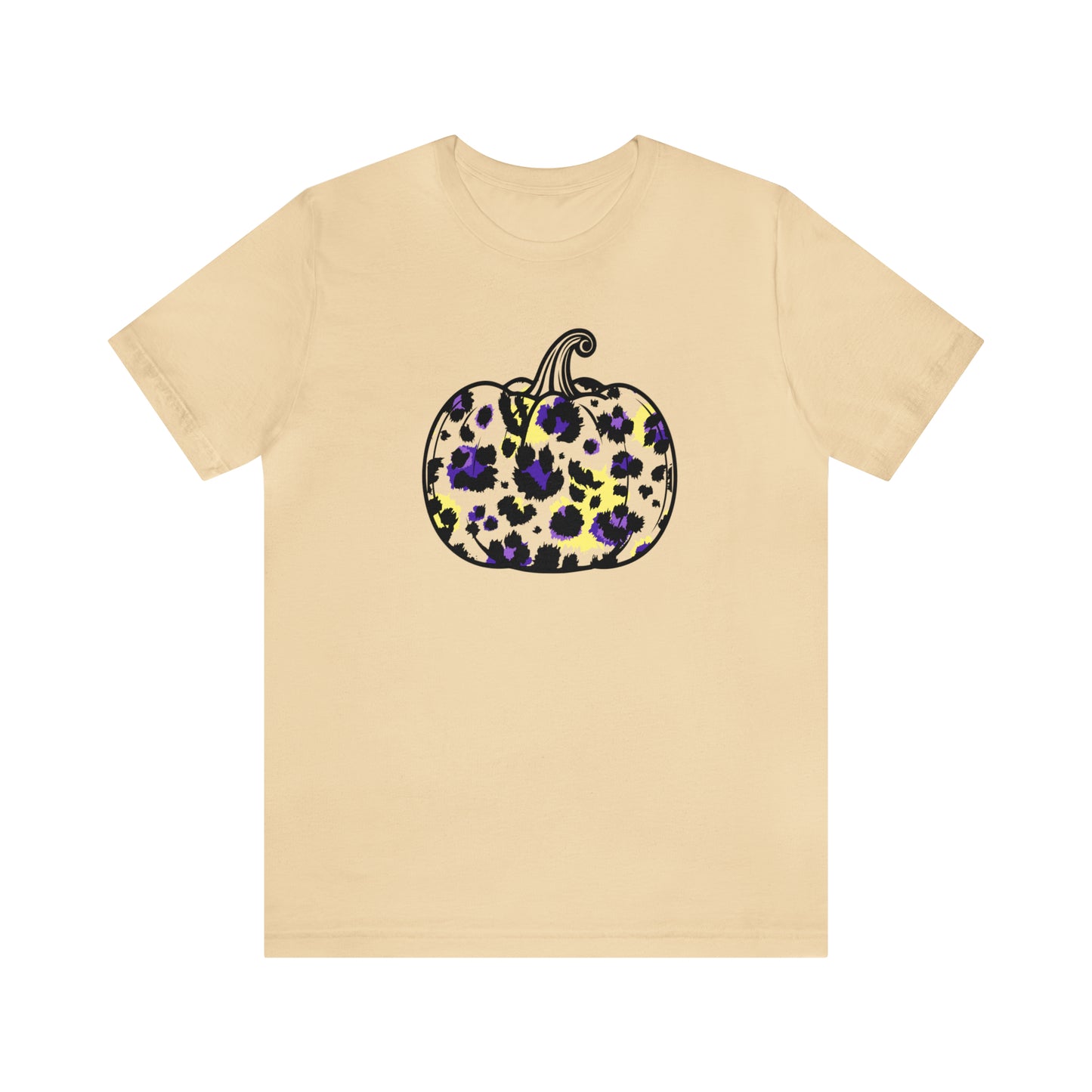 Purple and Gold Leopard Pumpkin - Bella Canvas Short Sleeve Tee