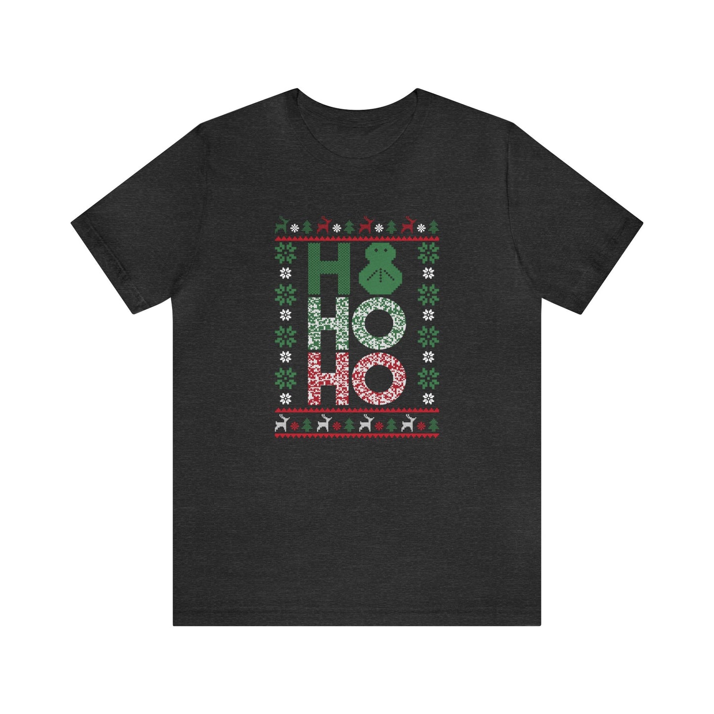 Ho Ho Ho Ugly Christmas Sweater - Bella + Canvas Unisex Jersey Short Sleeve Tee