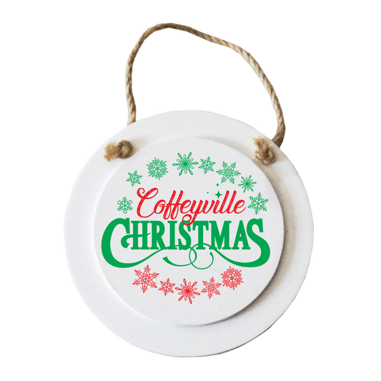 4.8" x4.8" Wooden Circle - Coffeyville Christmas