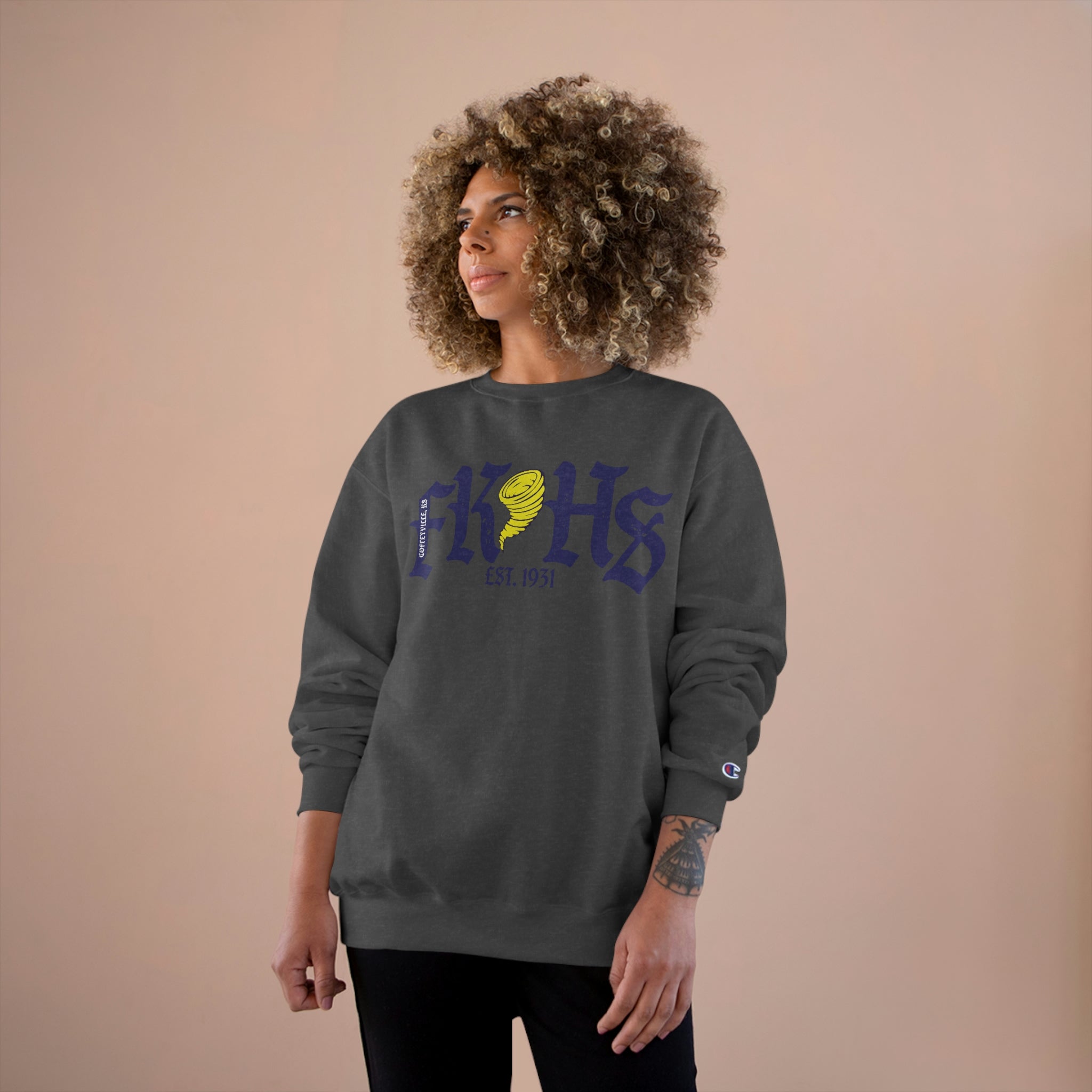 Champion old english crewneck hot sale sweatshirt